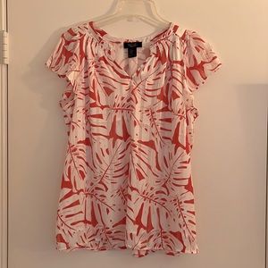 Rachel Roy Flutter Sleeve White/Orange Top - Size M!